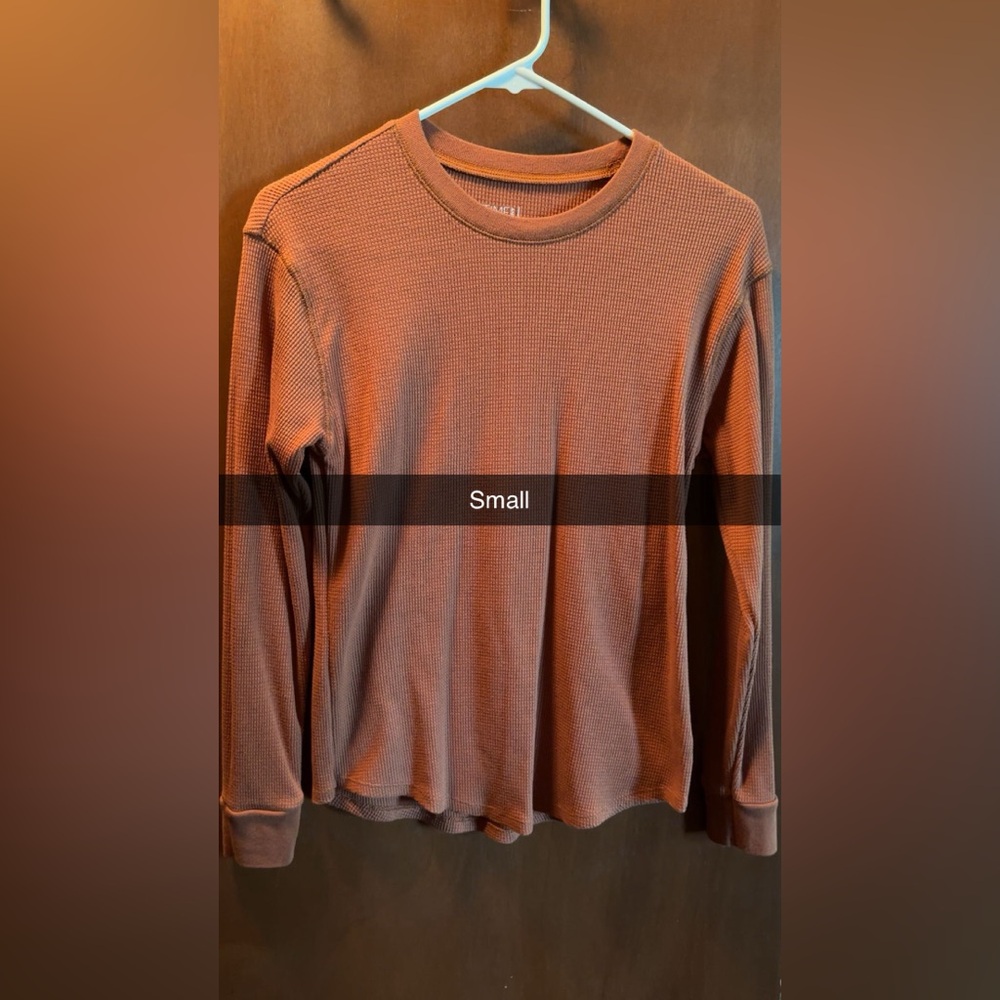 Rust Long Sleeve Waffle Knit Top